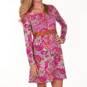 Paisley Leather Trim Boutique Dress•L•NWT